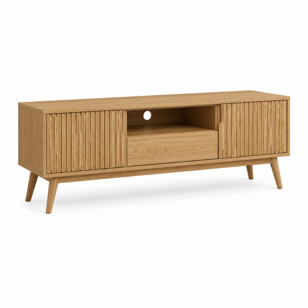 TV-Lowboard Eichefarben MDF mit Eichenfurnier Rechteckig 160 x 40 x 65 cm