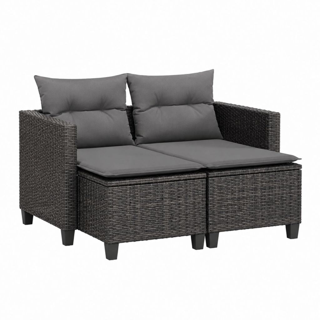 2-Sitzer Gartensofa Dunkelgrau PE-Rattan Stahlgestell 124 x 67 x 74 cm