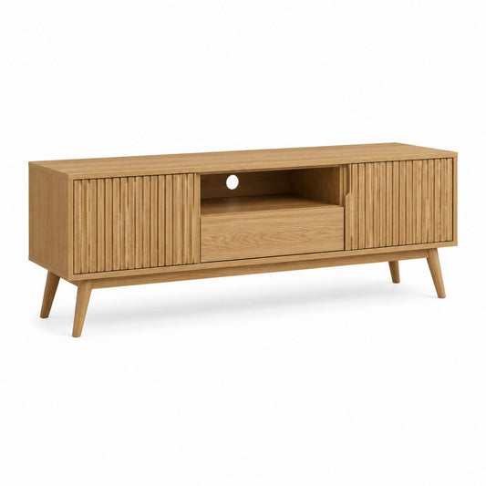 TV-Lowboard Eichefarben MDF mit Eichenfurnier Rechteckig 160 x 40 x 65 cm