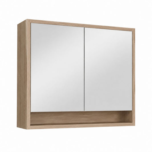 Spiegelschrank Badezimmer Sonoma-Eiche Spanplatte rechteckig 60 x 60 x 15 cm mit 2 Spiegeltüren