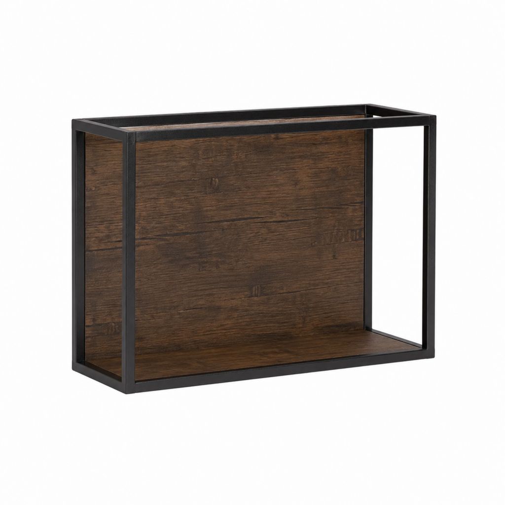Wandregal Dunkelbraun Schwarz MDF Stahl rechteckig 50 x 20 x 40 cm