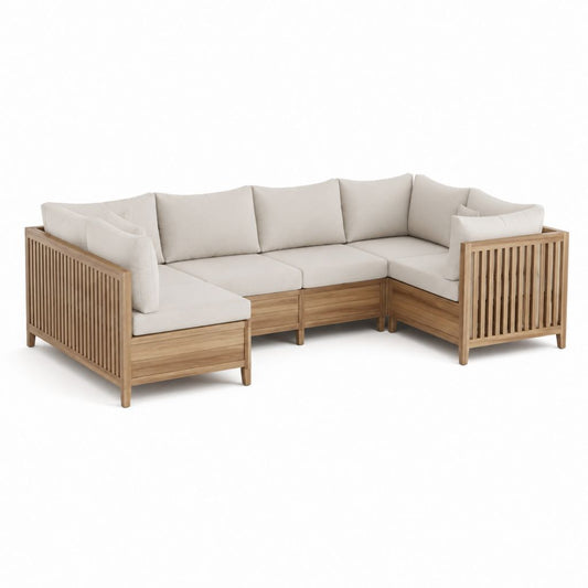 Garten Lounge Ecksofa 3-teilig Naturweiß Massivholz Polyester L-Form 240 x 240 x 75 cm