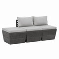3-teiliges Gartensofa Grau aus PP Kunststoff mit Polyesterkissen 180 x 70 x 70 cm