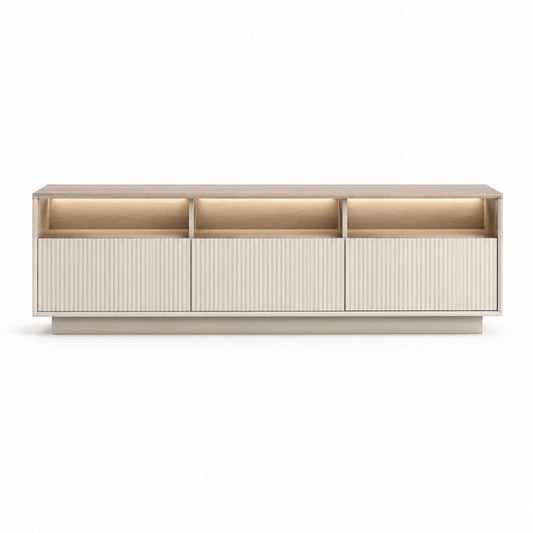 TV Lowboard mit LED-Beleuchtung Eichenoptik MDF rechteckig 180 x 40 x 65 cm